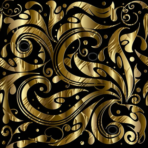 Vintage Ouro Ornamental Sem Costura Padrão Vector Floral Fundo Modelado —  Vetores de Stock