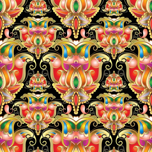 Estilo étnico colorido paisley patrón sin costuras. Hermoso orname — Archivo Imágenes Vectoriales