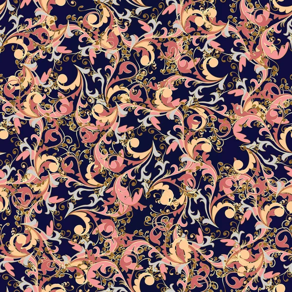 バロックの花柄ヴィンテージのシームレスなパターン. — ストックベクタ