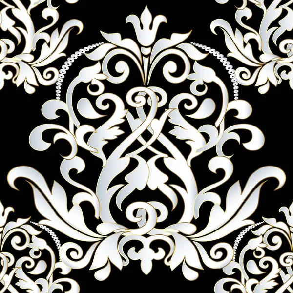 Damast barokke vintage naadloze patroon. — Stockvector
