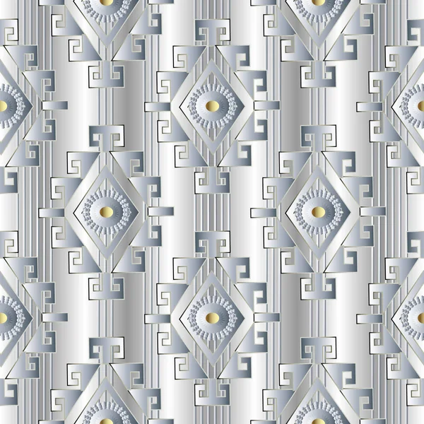 Blanco tribal rayado geométrico 3d patrón sin costuras . — Archivo Imágenes Vectoriales