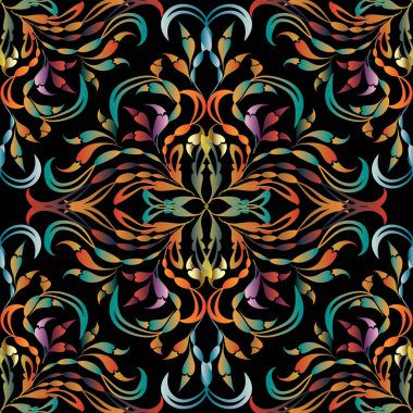 Vintage renkli damask seamless modeli.