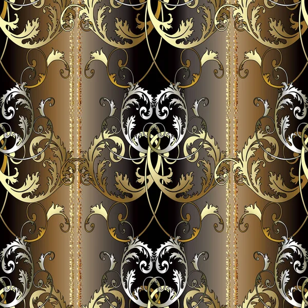 Motif baroque rayé sans couture . — Image vectorielle