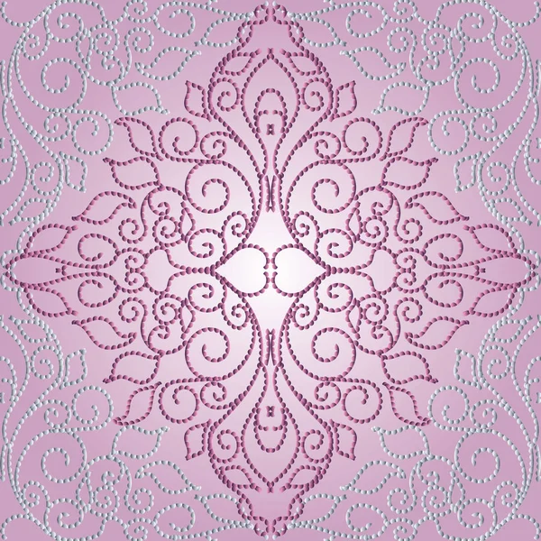 Розовый пунктирный дамасский рисунок без печати . — стоковый вектор