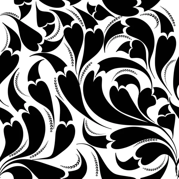 Noir et blanc beau motif floral sans couture . — Image vectorielle