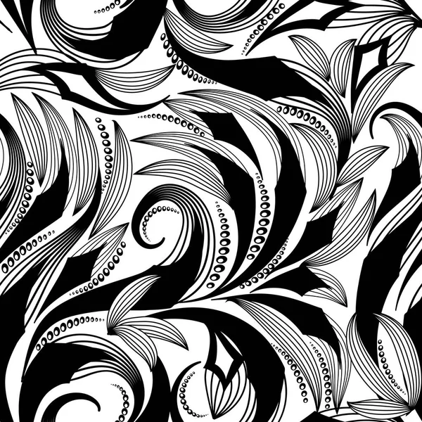 Черно-белый винтажный цветочный бесшовный рисунок. Точечный декор — стоковый вектор