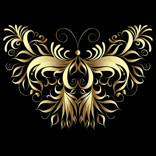 Золотая бабочка. Векторная иллюстрация. Образцовый винтажный дизайн . — стоковый вектор