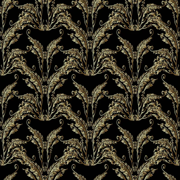 バロック様式の金刺繍シームレス パターン. — ストックベクタ