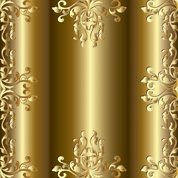Baroque gold seamless frame pattern. With place for text or desi — Stock Vector
