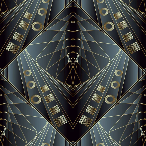 Géométrique méandre grec motif sans couture 3d . — Image vectorielle