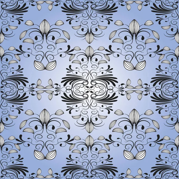 Motif Floral Abstrait Sans Couture Illustration Vectorielle Fond Bleu Clair — Image vectorielle