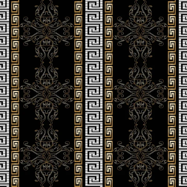 Griekse naadloze patroon met barokke versieringen. — Stockvector