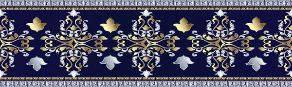 Modèle de bordure baroque sans couture. Ornements grecs . — Image vectorielle