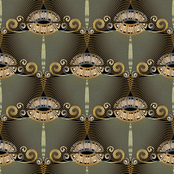 Floral vintage grec clé serpente motif sans couture . — Image vectorielle