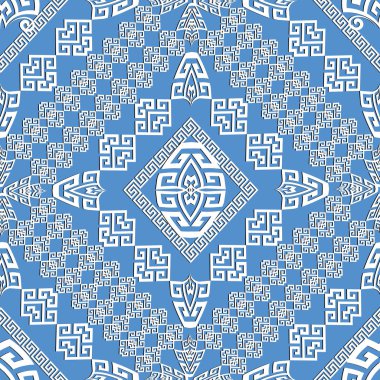 Elegance ışık mavi geometrik Yunan seamless modeli. 
