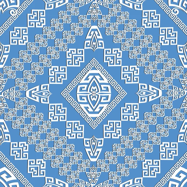 Eleganza azzurro geometrico greco modello senza cuciture . — Vettoriale Stock