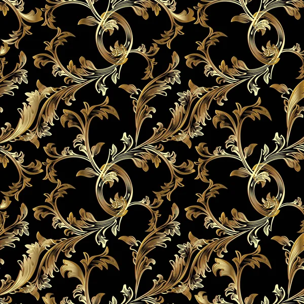 Baroque gold vector seamless pattern. — Stock Vector