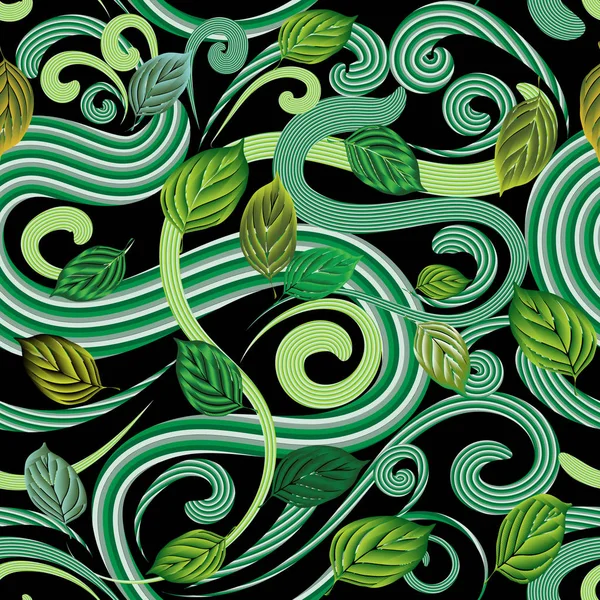 Abstrakte grüne Blätter nahtloses Muster. — Stockvektor
