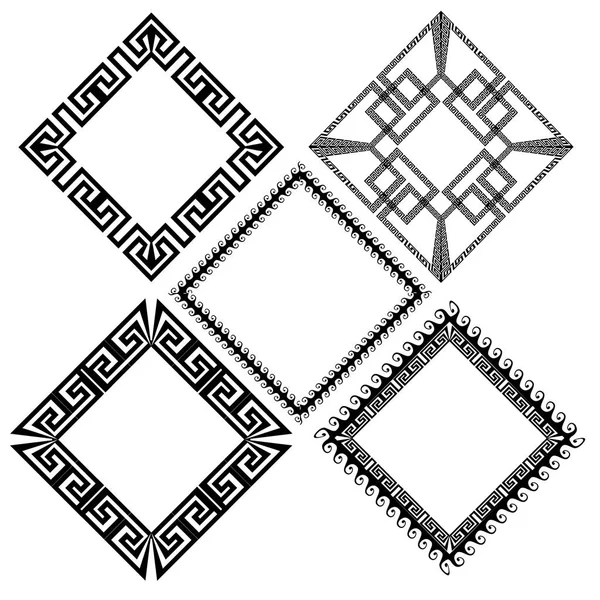 Rhombus greek ключ meander границы рамки набор шаблонов . — стоковый вектор