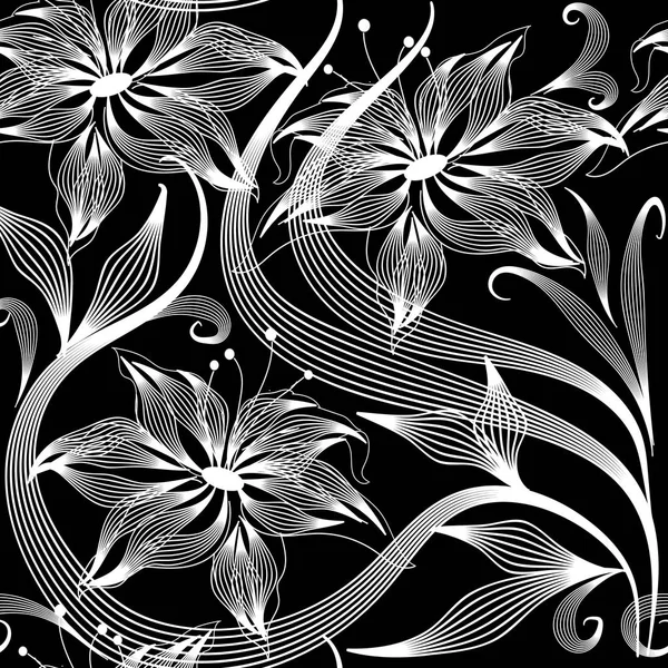 Eleganz abstrakte Blumen Vektor nahtlose Muster — Stockvektor