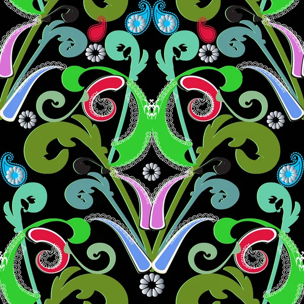Motif paisley coloré floral sans couture . — Image vectorielle