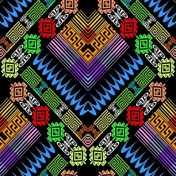 Tribal colorido vector griego patrón sin costura . — Archivo Imágenes Vectoriales