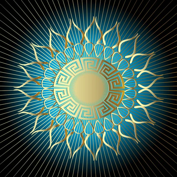 Oro 3d sol griego vector panel patrón — Vector de stock