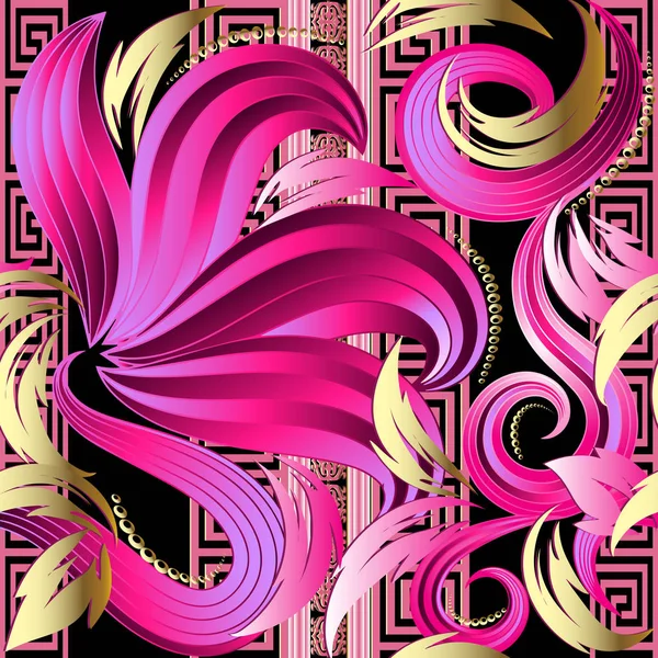 Parlayan çiçek 3d Dikişsiz desen vektör.