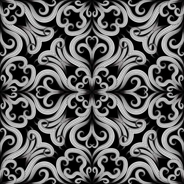 Magnifique motif floral noir et blanc vecteur sans couture . — Image vectorielle