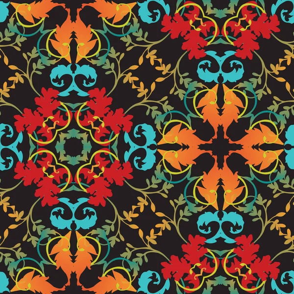 Motif baroque floral coloré sans couture . — Image vectorielle
