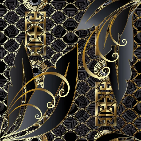 Modern yaratıcı 3d altın ve siyah seamless modeli. 