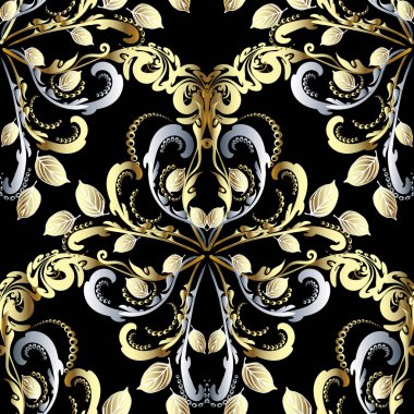 Vintage damasko vektör seamless modeli.
