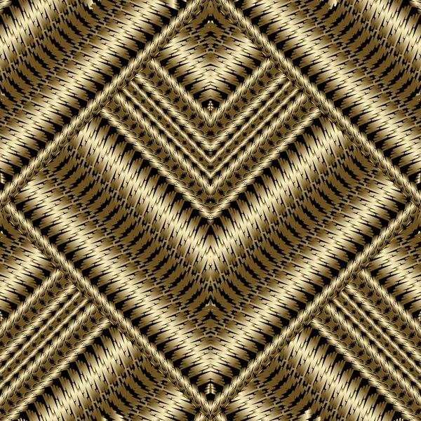Золотий 3d текстурований смугастий безшовний візерунок . — стоковий вектор