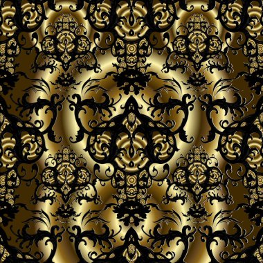 3D Barok vektör seamless modeli.