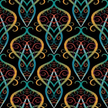 Vintage nakışı çiçek vektör seamless modeli.