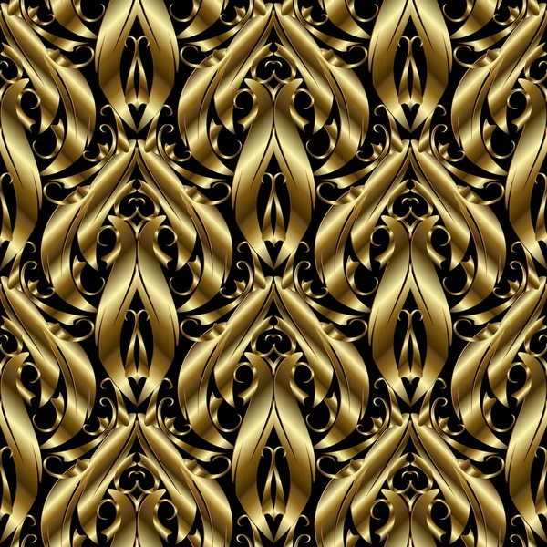 Oro Texturizado Vector Barroco Patrón Sin Costuras Fondo Ornamental Vintage — Archivo Imágenes Vectoriales