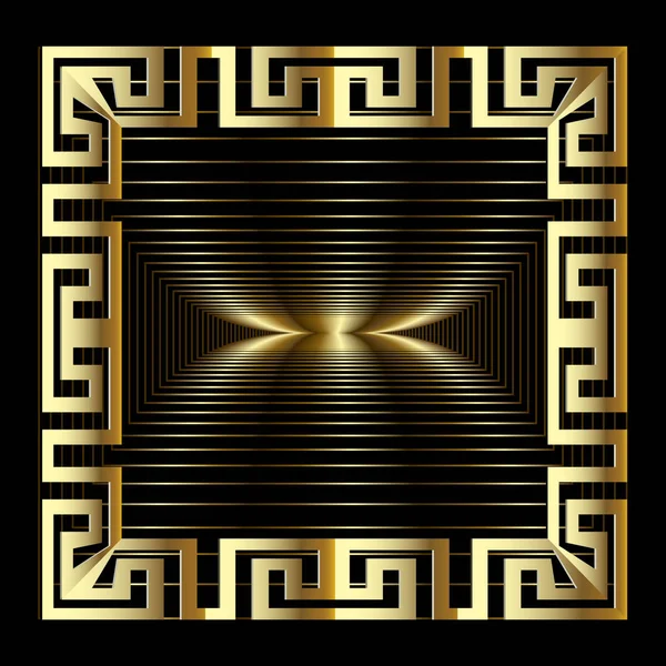 3d oro moderno abstracto griego vector panel patrón — Archivo Imágenes Vectoriales