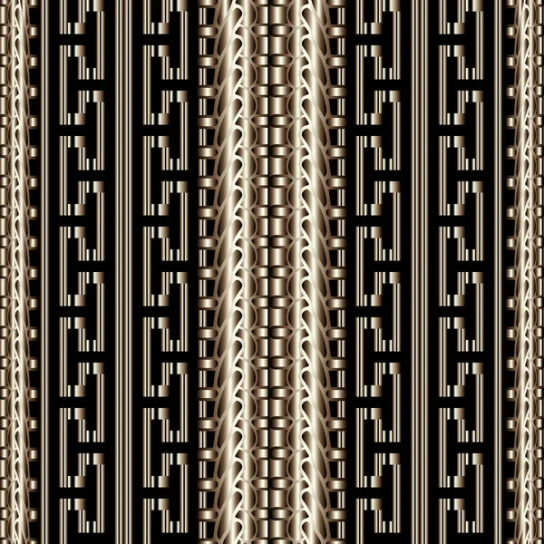 3d rayé vecteur grec bordures sans couture motif . — Image vectorielle
