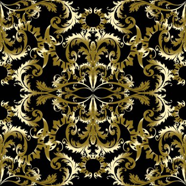 Altın Barok vektör seamless modeli. 