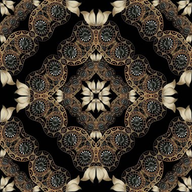 Vintage çiçek 3d Paisley seamless modeli. 