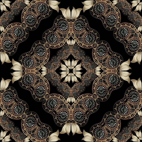 Винтажный цветочный 3D Paisley безморщинистый узор . — стоковый вектор