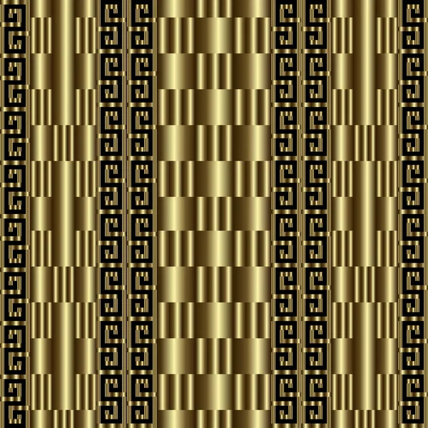 Oro texturizado griego 3d vector patrón sin costuras . — Vector de stock