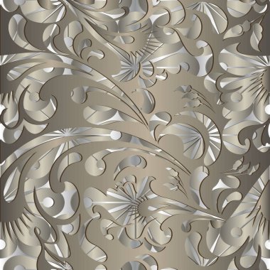 Vektör süs 3d Paisley seamless modeli. 