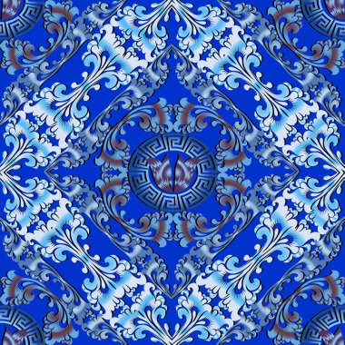 Süslü çiçek soyut vektör seamless modeli. 