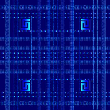 Damalı 3d Yunan vektör seamless modeli çizgili. 