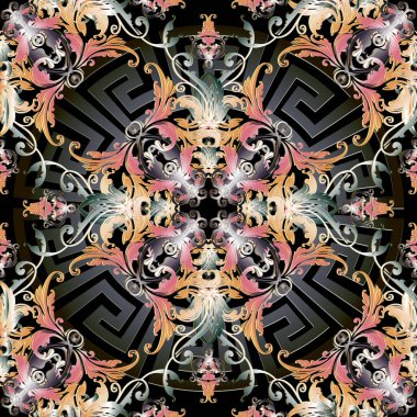 Barok çiçek vektör 3d seamlss desen. 