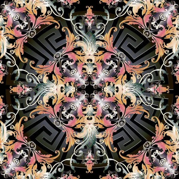 Barok çiçek vektör 3d seamlss desen. 