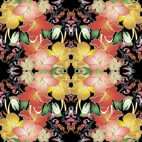 Vecteur floral vintage coloré motif sans couture . — Image vectorielle