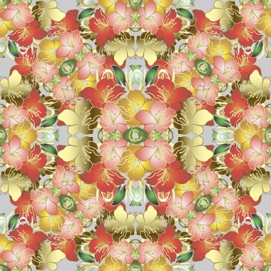 Renkli güzel çiçek vektör seamless modeli.