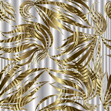 Vintage süslü altın 3d vektör seamless modeli. 